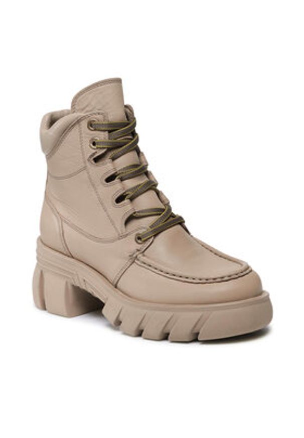 Badura Botki 222FW31 Beżowy. Kolor: beżowy. Materiał: skóra