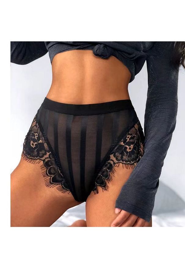 Intica - Koronkowe figi z przewiewnego materiału na co dzień Arendien. Kolor: czarny. Materiał: materiał, koronka. Wzór: koronka