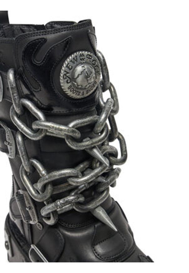 NEW ROCK Glany M-727-S5 Czarny. Kolor: czarny. Materiał: skóra. Styl: rockowy