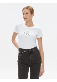 Calvin Klein Jeans T-Shirt J20J222961 Biały Slim Fit. Kolor: biały. Materiał: bawełna #1