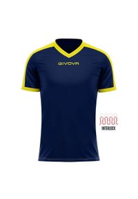 Koszulka piłkarska dla dzieci Givova Revolution Interlock. Kolor: niebieski, żółty, wielokolorowy. Sport: piłka nożna
