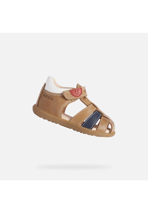 Sandały Geox Model B Sandal Macchia Boy Kolor Brązowy. Kolor: brązowy, wielokolorowy, beżowy. Materiał: skóra. Sezon: lato