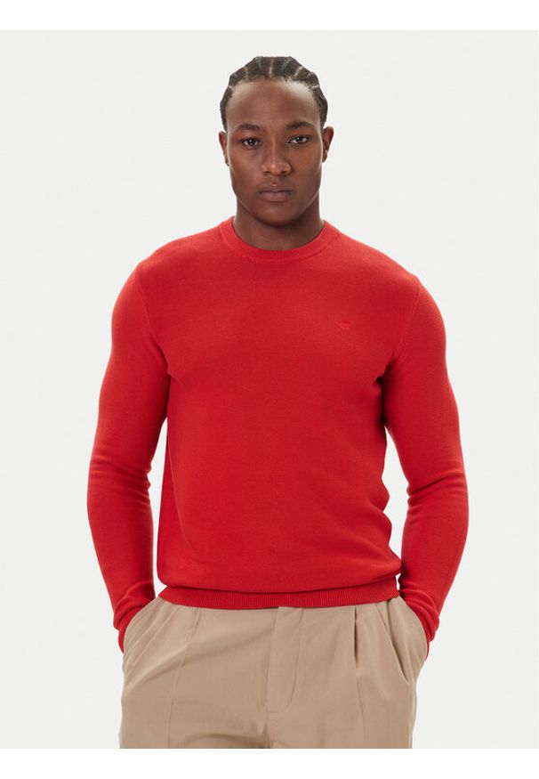 Mustang Sweter Elliot 1016844 Czerwony Regular Fit. Kolor: czerwony. Materiał: bawełna