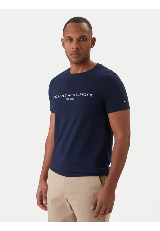 TOMMY HILFIGER - Tommy Hilfiger T-Shirt Logo MW0MW11797 Granatowy Regular Fit. Kolor: niebieski. Materiał: bawełna