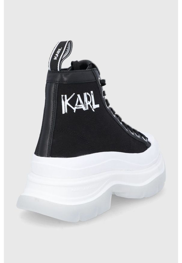 Karl Lagerfeld trampki LUNA damskie kolor czarny. Nosek buta: okrągły. Zapięcie: sznurówki. Kolor: czarny. Materiał: guma. Obcas: na platformie