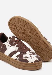 Born2be - Brązowe Sneakersy Typu Kultowe Tenisówki na Grubej Podeszwie Nalorela. Okazja: na co dzień. Kolor: brązowy. Materiał: jeans. Szerokość cholewki: normalna. Sport: fitness #6