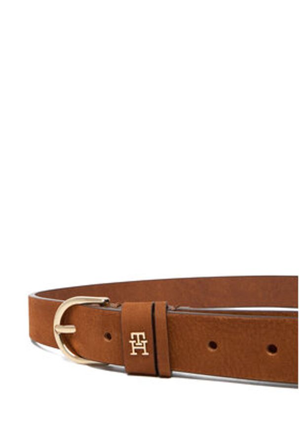 TOMMY HILFIGER - Tommy Hilfiger Pasek Damski Essential Effortless 2.5 Nubuck AW0AW17762 Brązowy. Kolor: brązowy. Materiał: skóra