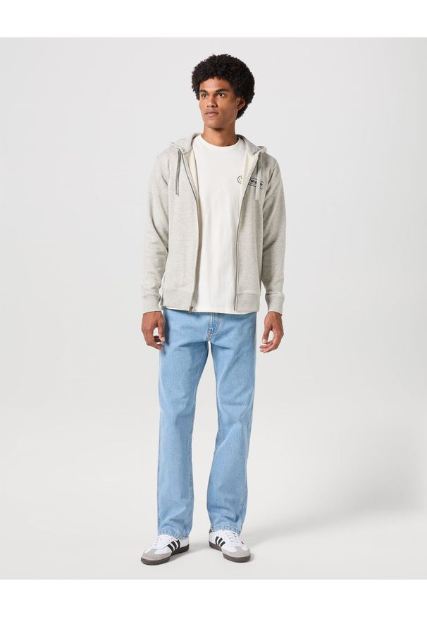 Wrangler - WRANGLER MĘSKA BLUZA ZIP THRU HOODIE MID GREY MELEE 112351250 W6X3018105