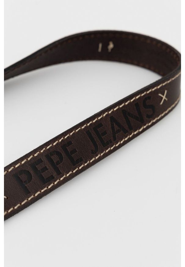 Pepe Jeans pasek skórzany Tom męski kolor brązowy. Kolor: brązowy. Materiał: skóra