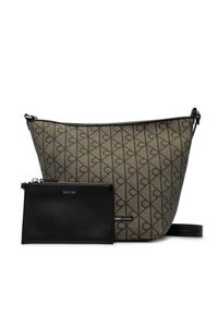 Calvin Klein Torebka Emblem Aop Jacquard Tote W/Pouch LV04F3535G Khaki. Kolor: brązowy #3