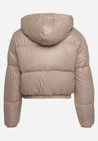 Born2be - Beżowa Kurtka Pikowana o Krótkim Fasonie z Kapturem Tinthella. Okazja: na spacer, na co dzień. Typ kołnierza: kaptur. Kolor: beżowy. Materiał: jeans. Długość: krótkie. Wzór: aplikacja. Styl: casual, elegancki #2