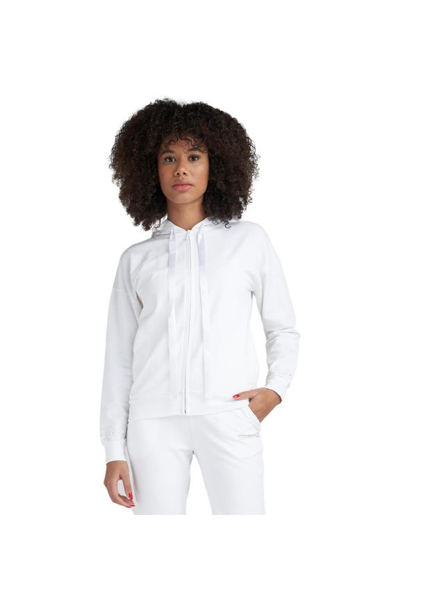 LEONE 1947 APPAREL - Luksusowy damski dres z kapturem i zamkiem błyskawicznym. Kolor: biały. Materiał: dresówka. Sport: fitness