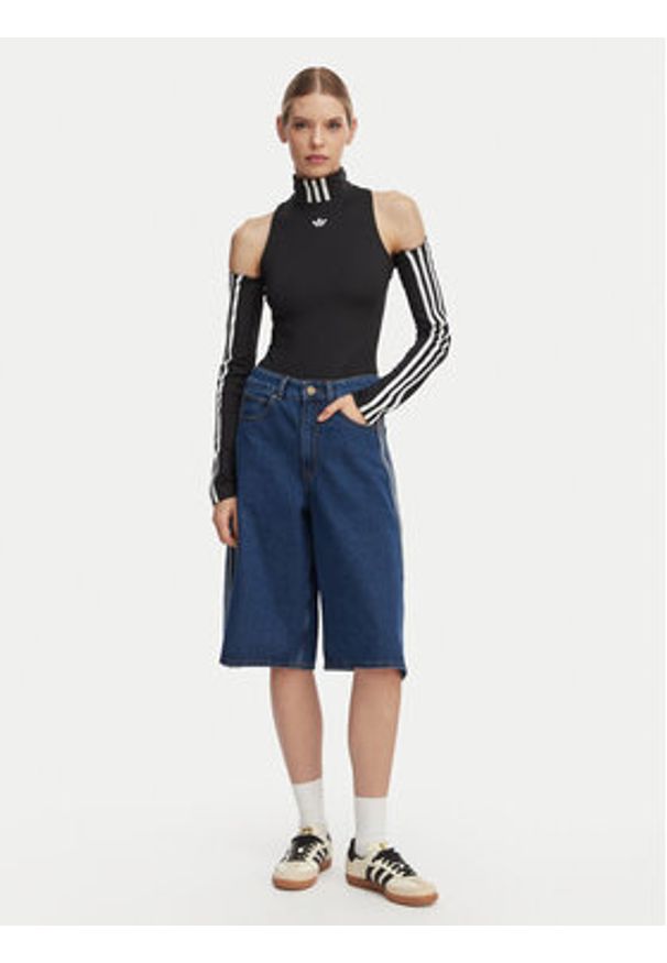 Adidas - adidas Szorty jeansowe Firebird Jorts KD2915 Niebieski Oversize. Kolor: niebieski. Materiał: bawełna