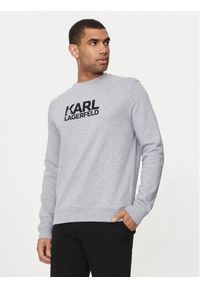 Karl Lagerfeld - KARL LAGERFELD Bluza 705091 Szary Regular Fit. Typ kołnierza: dekolt w karo. Kolor: szary. Materiał: bawełna #1
