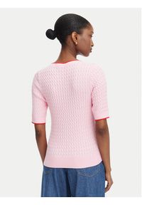 TOMMY HILFIGER - Tommy Hilfiger Sweter Fine Gg Cable Boat WW0WW50103 Różowy jasny Regular Fit. Kolor: różowy. Materiał: bawełna #2