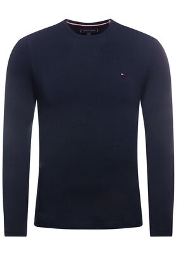 TOMMY HILFIGER - Tommy Hilfiger Longsleeve Stretch Tee MW0MW10804 Granatowy Slim Fit. Kolor: niebieski. Materiał: bawełna. Długość rękawa: długi rękaw