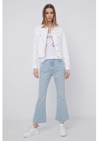GAP kurtka jeansowa damska kolor biały przejściowa. Kolor: biały. Materiał: jeans #3