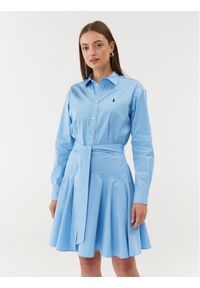 Polo Ralph Lauren Sukienka koszulowa 211910798001 Błękitny Regular Fit. Typ kołnierza: polo. Kolor: niebieski. Materiał: bawełna. Typ sukienki: koszulowe