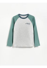 Reserved - Bawełniany longsleeve - jasnoszary. Kolor: szary. Materiał: bawełna. Długość rękawa: długi rękaw