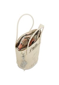 Beżowa Torebka Anekke Elegancki Kuferek Damski Anekke. Kolor: beżowy. Dodatki: z breloczkiem. Materiał: z tłoczeniem. Styl: elegancki. Rodzaj torebki: na ramię #7