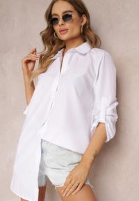 Renee - Biała Koszula z Kołnierzem i Rękawami na Guzik Spruha. Kolekcja: plus size. Kolor: biały. Długość rękawa: długi rękaw. Długość: długie #1