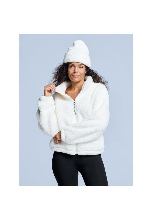 POEDERBAAS - Kurtka Fluffy - Damska - Cztery pory roku - Miś - Ecru. Kolor: biały. Materiał: poliester. Sezon: zima. Sport: narciarstwo