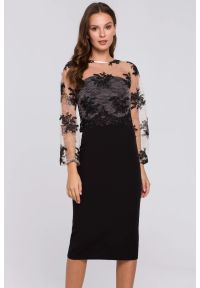 Sukienki.shop - Wieczorowa ekskluzywna ołówkowa sukienka z koronką czarna. Okazja: na ślub cywilny, na wesele, na imprezę. Typ kołnierza: dekolt gorset. Kolor: czarny. Materiał: koronka. Wzór: koronka. Typ sukienki: ołówkowe. Styl: wizytowy #3