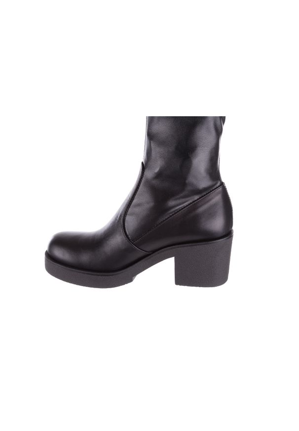 Kozak Bayla-056 6016-08 Czarny Stretch, Skóra ekologiczna. Zapięcie: zamek. Kolor: czarny. Materiał: skóra ekologiczna. Szerokość cholewki: normalna. Obcas: na obcasie. Wysokość obcasa: średni