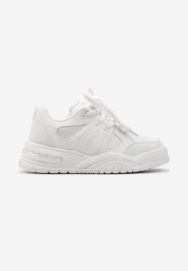Renee - Białe Sneakersy na Grubej Podeszwie z Brokatem Lenema. Okazja: na co dzień. Kolor: biały