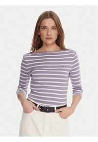 TOMMY HILFIGER - Tommy Hilfiger Bluzka WW0WW40589 Fioletowy Regular Fit. Kolor: fioletowy. Materiał: bawełna #1