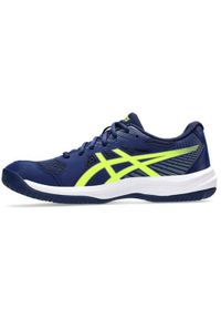 Buty treningowe męskie Asics Upcourt 6. Zapięcie: sznurówki. Kolor: niebieski, żółty, wielokolorowy. Materiał: syntetyk, tkanina, materiał. Szerokość cholewki: normalna