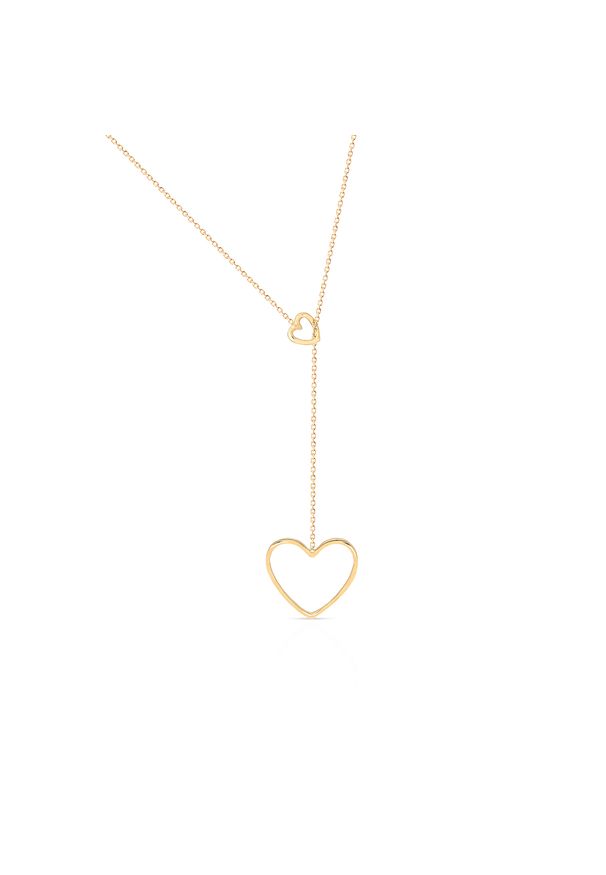 W.KRUK - Naszyjnik złoty krawatka serce. Materiał: złote. Kolor: złoty. Wzór: aplikacja