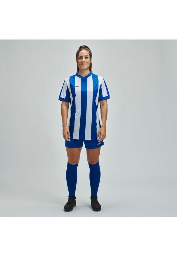 UHLSPORT - Dżersej w paski Uhlsport Retro Stripe. Kolor: niebieski, biały, wielokolorowy. Materiał: jersey. Wzór: paski. Sport: piłka nożna