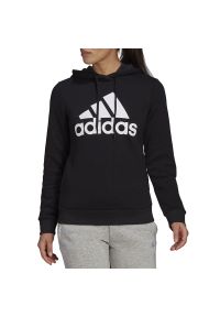 Adidas - Bluza adidas Loungewear Essentials Logo Fleece Hoodie GL0653 - czarna. Typ kołnierza: kaptur. Kolor: czarny. Materiał: bawełna, poliester, elastan, polar. Wzór: aplikacja, nadruk. Styl: klasyczny, sportowy