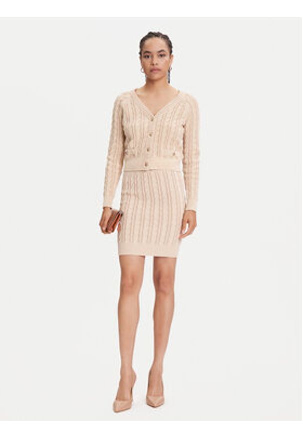 Guess Kardigan W5YR15 Z3OU0 Beżowy Regular Fit. Kolor: beżowy. Materiał: bawełna