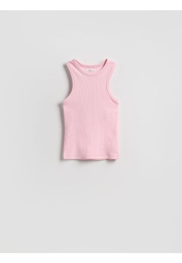 Reserved - Bawełniany top - pastelowy róż. Kolor: różowy. Materiał: bawełna