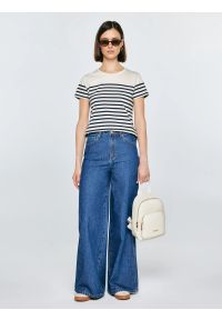 Big-Star - Koszulka damska w paski granatowo-beżowa Norisa 403. Okazja: na co dzień. Kolor: niebieski. Materiał: dzianina, jeans, materiał. Wzór: paski. Styl: casual #1