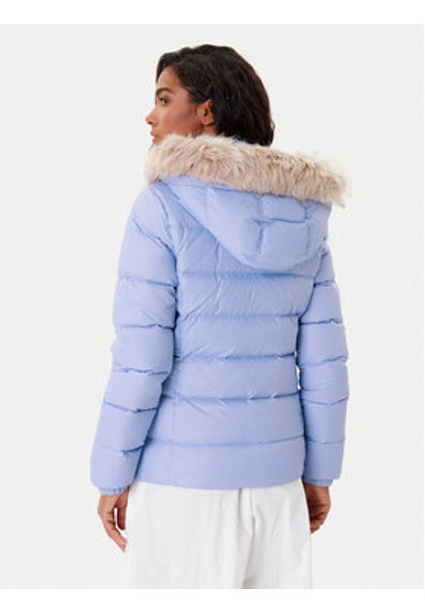 Tommy Jeans Kurtka puchowa Basic DW0DW18312 Niebieski Slim Fit. Kolor: niebieski. Materiał: syntetyk