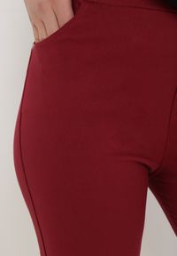 Born2be - Bordowe Spodnie Skinny Renaya. Kolor: czerwony. Materiał: polar. Długość: długie #4