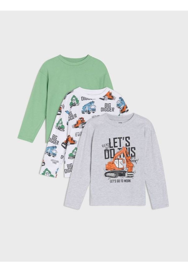 Sinsay - Koszulki oversize z długimi rękawami 3 pack - zielony. Kolor: zielony. Długość rękawa: długi rękaw. Długość: długie