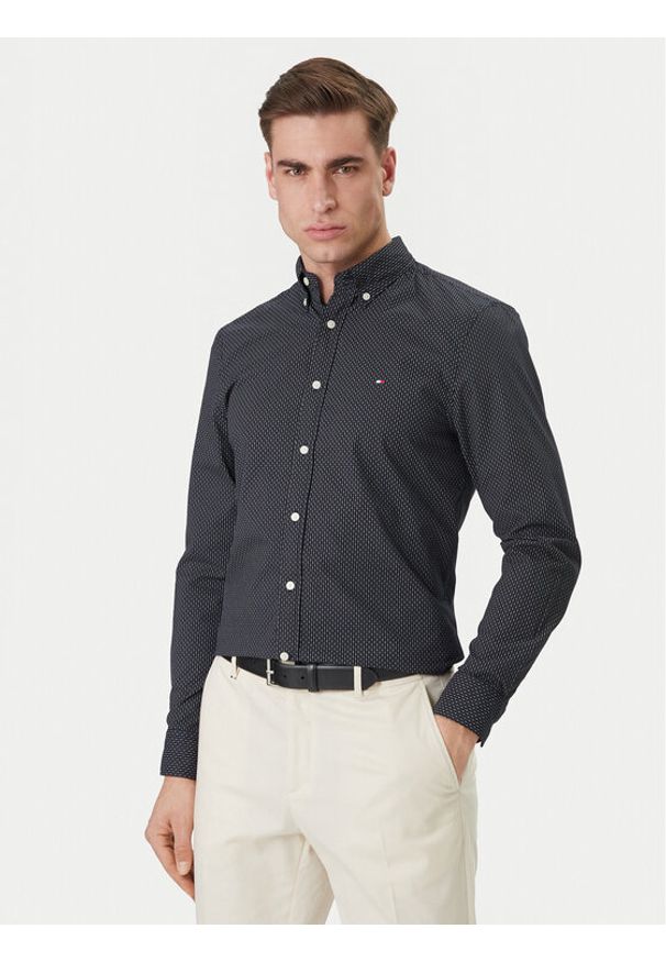 TOMMY HILFIGER - Tommy Hilfiger Koszula MW0MW42460 Granatowy Slim Fit. Kolor: niebieski. Materiał: bawełna