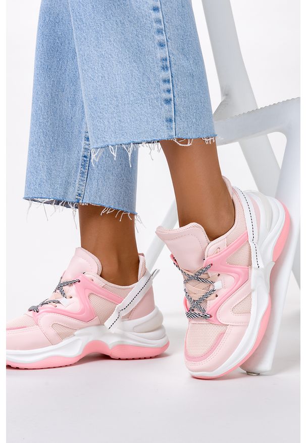 Casu - Różowe buty sportowe sneakersy sznurowane casu 20g10/p. Kolor: różowy