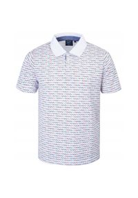 Koszulka Polo - Męska - Pako Jeans - Biała w Drobny Wzór. Okazja: na co dzień. Typ kołnierza: polo. Kolor: biały. Materiał: bawełna. Styl: casual