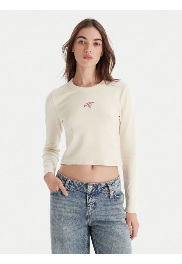 Hugo - HUGO Bluzka Duspark 50550132 Beżowy Slim Fit. Kolor: beżowy. Materiał: bawełna