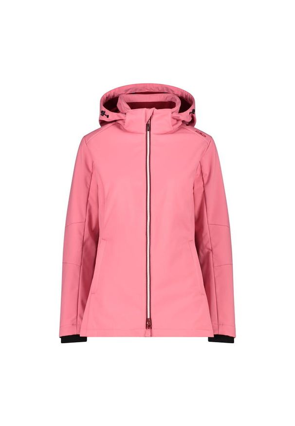 Kurtka damska turystyczna CMP 3A22226. Typ kołnierza: kaptur. Kolor: różowy. Materiał: softshell. Sport: turystyka piesza