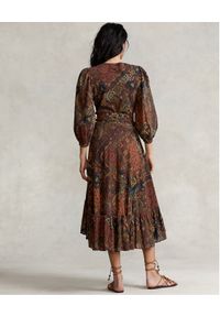 Ralph Lauren - RALPH LAUREN - Bawełniana sukienka we wzór paisley. Typ kołnierza: polo. Kolor: brązowy. Materiał: bawełna. Wzór: paisley. Długość: midi #2