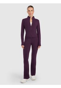 4f - 4F Bluza rozpinana bez kaptura damska - fioletowa XS. Okazja: na co dzień. Typ kołnierza: bez kaptura. Kolor: fioletowy. Materiał: syntetyk, materiał. Długość rękawa: raglanowy rękaw. Wzór: gładki. Styl: klasyczny, casual