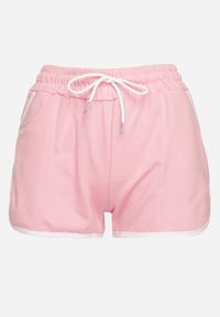 Born2be - Różowe Dresowe Szorty z Bawełną Wysokim Stanem i Lamówką Mivaira. Okazja: na co dzień. Stan: podwyższony. Kolor: różowy. Materiał: dresówka, bawełna. Styl: sportowy, casual #4