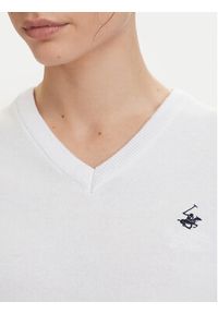 Beverly Hills Polo Club Sweter P-SS26W-M536563 Biały Regular Fit. Typ kołnierza: polo. Kolor: biały. Materiał: bawełna #3