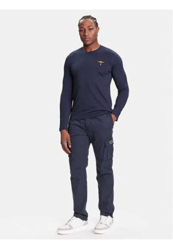 Aeronautica Militare Longsleeve 252TS2390UJ00372 Granatowy Regular Fit. Kolor: niebieski. Materiał: bawełna. Długość rękawa: długi rękaw